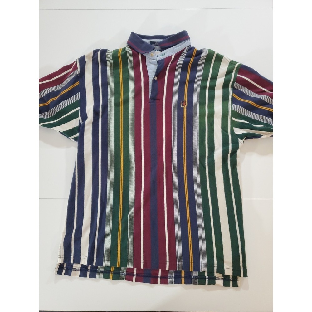 Vintage Tommy Hilfiger Polo stripe Shirt With Crest Size‎ Large